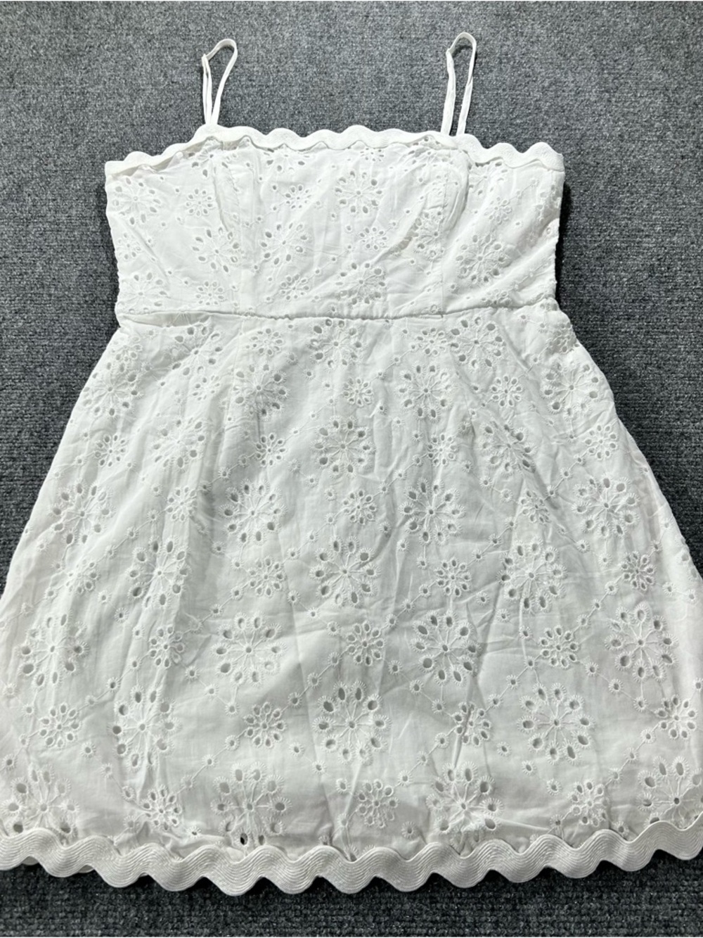 Francesca's White Eyelet Ric Rac Mini Sundress Size Large